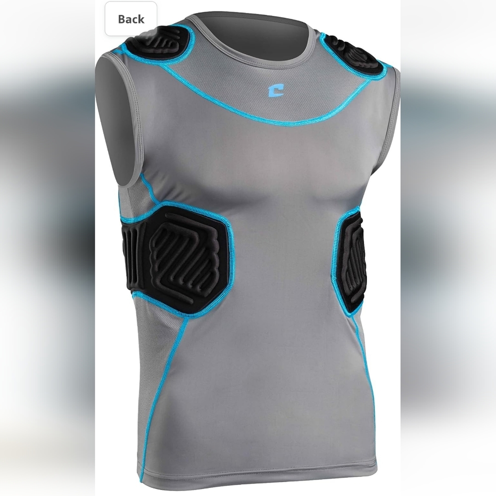 CHAMPRO Men's Bull Rush Football Compression Shirt with Cushions System